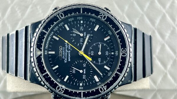 Seiko Chronograph Vintage Chronograph - 7A38-7080 - Sports 100 - BLACK - GENUINE SEIKO - immagine 4